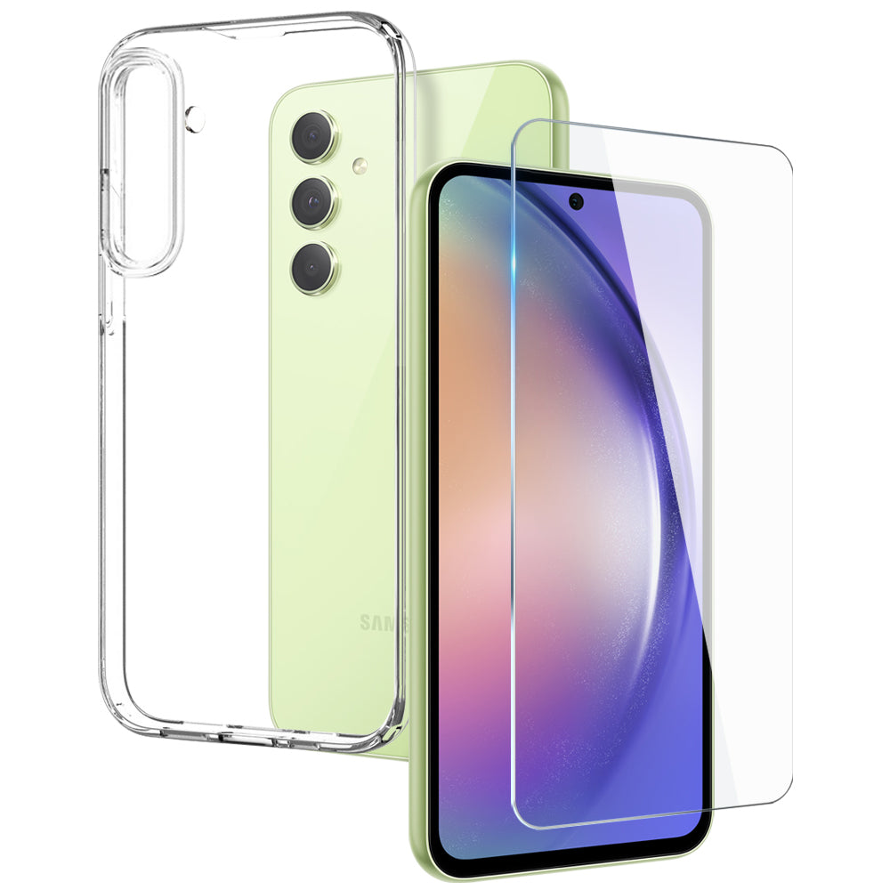 NORTHJO For Samsung Galaxy A54 5G Soft Transparent TPU Phone Case with Tempered Glass Screen Protector - Transparent NORTHJO For Samsung Galaxy A54 5G Soft Transparent TPU Phone Case with Tempered Glass Screen Protector - Transparent